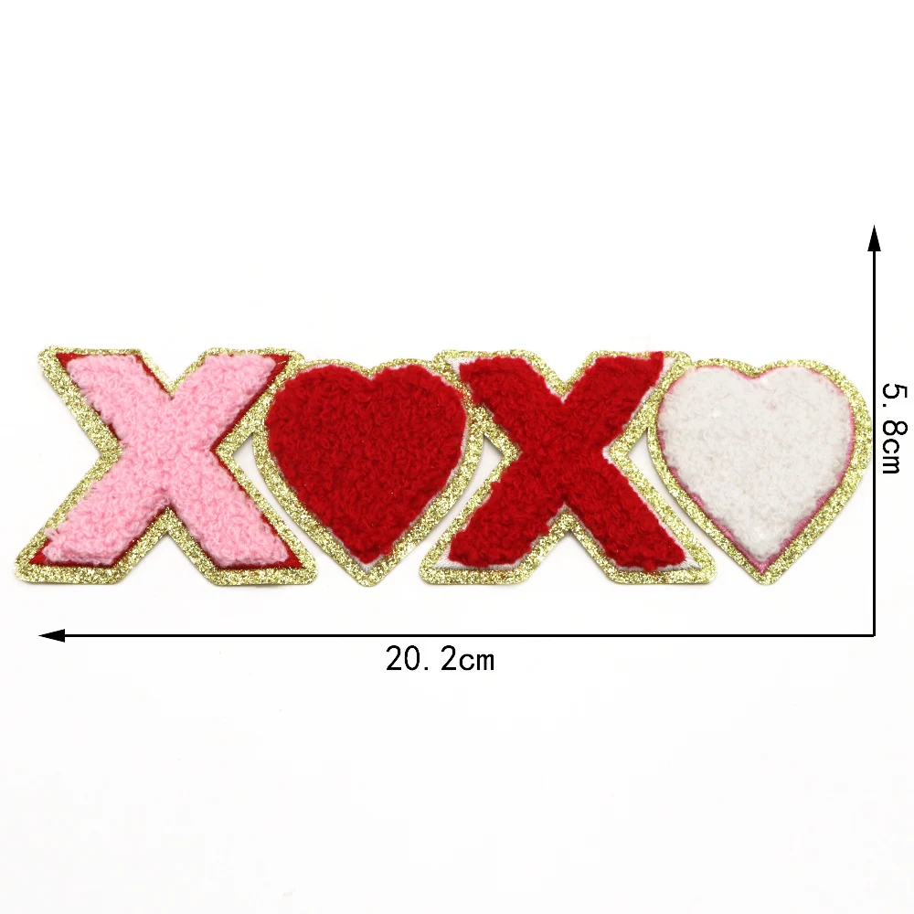 1pc Liebe Glück Chenille Patch nähen Eisen auf Applikation Reparatur Patch Stickerei DIY Handwerk Handtuch Aufkleber für Kleidung Jacke Jeans – Detail 9