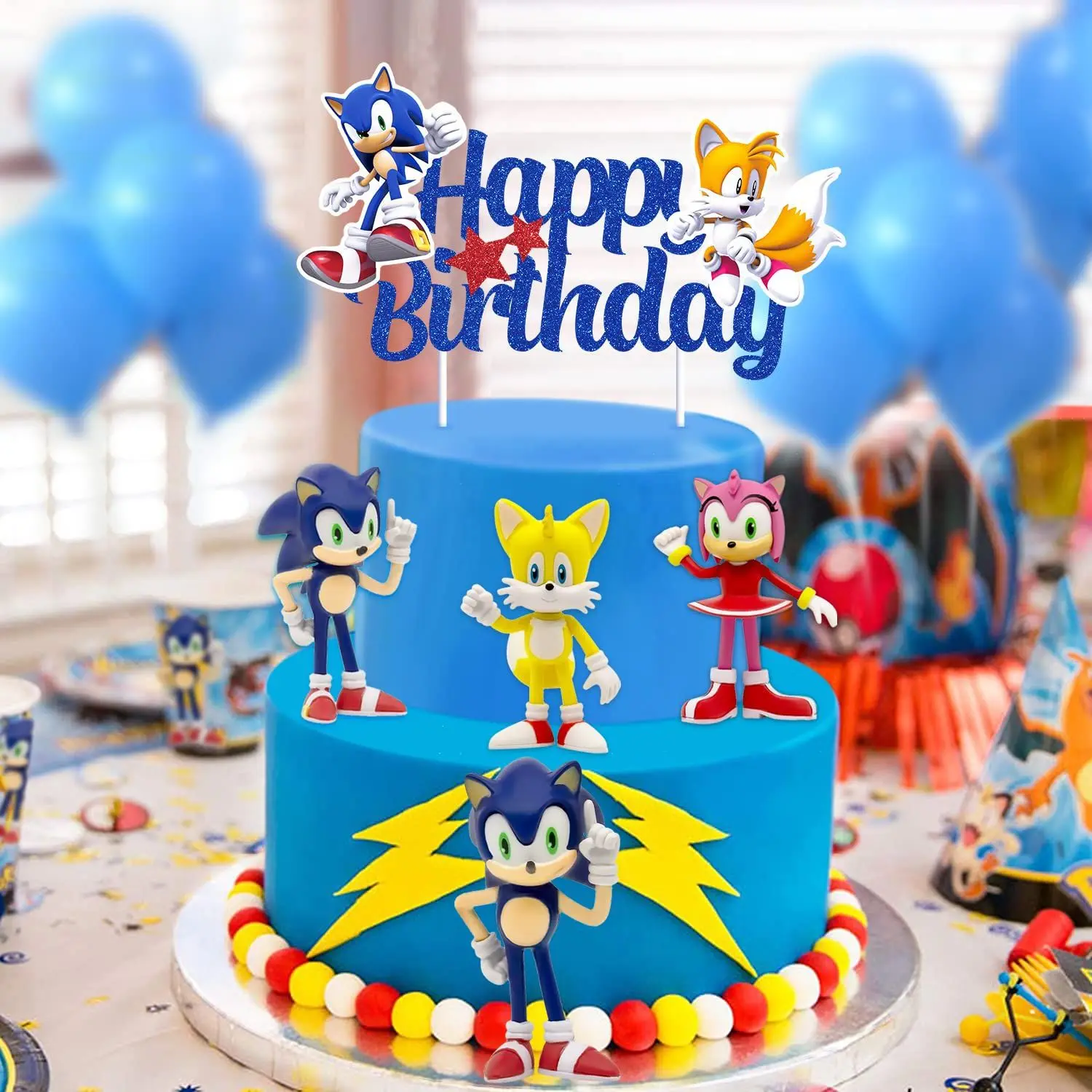 Party Supplies Sonic the Hedgehog Boys Birthday Party Paper Tableware Cake Topper Cupcake Decor Baby Shower Decorations