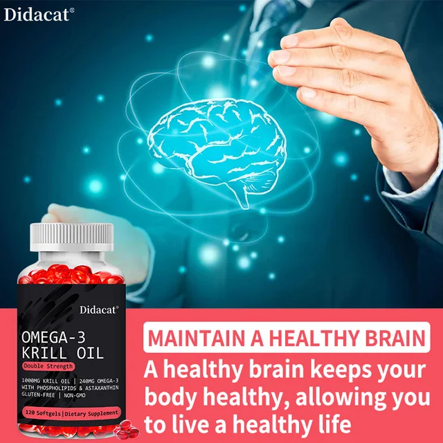 952-fe37a0.jpg Didacat Omega-3 Krill Oil, Double Strength 1000mg 120 Softgels, Supports Brain Health, Memory, Cognition, Heart and Joint Health