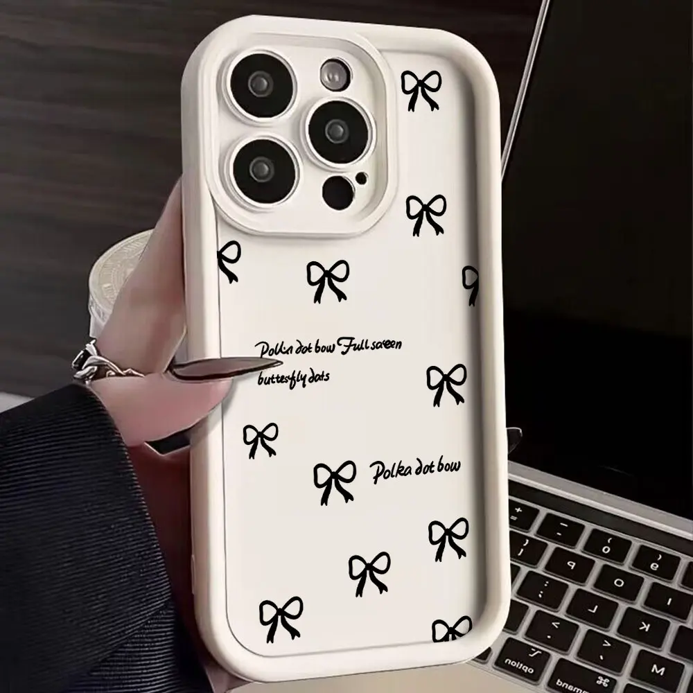Elegant Black Luxury Bow Knot Phone Case - Stylish Matte Finish Back Cover