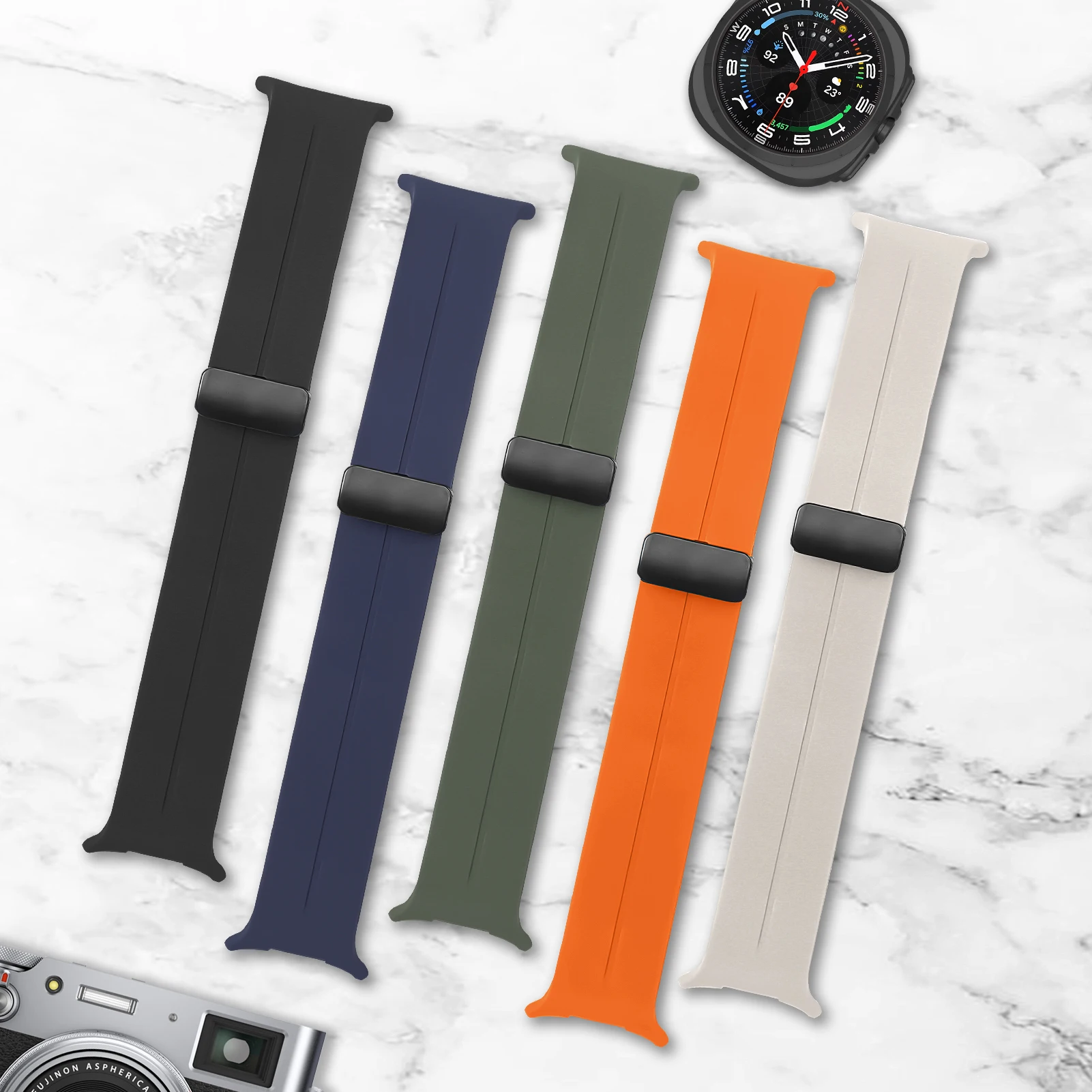 Enhanced Silicone Magnetic Buckle Band for Smartwatches - No Gaps Design