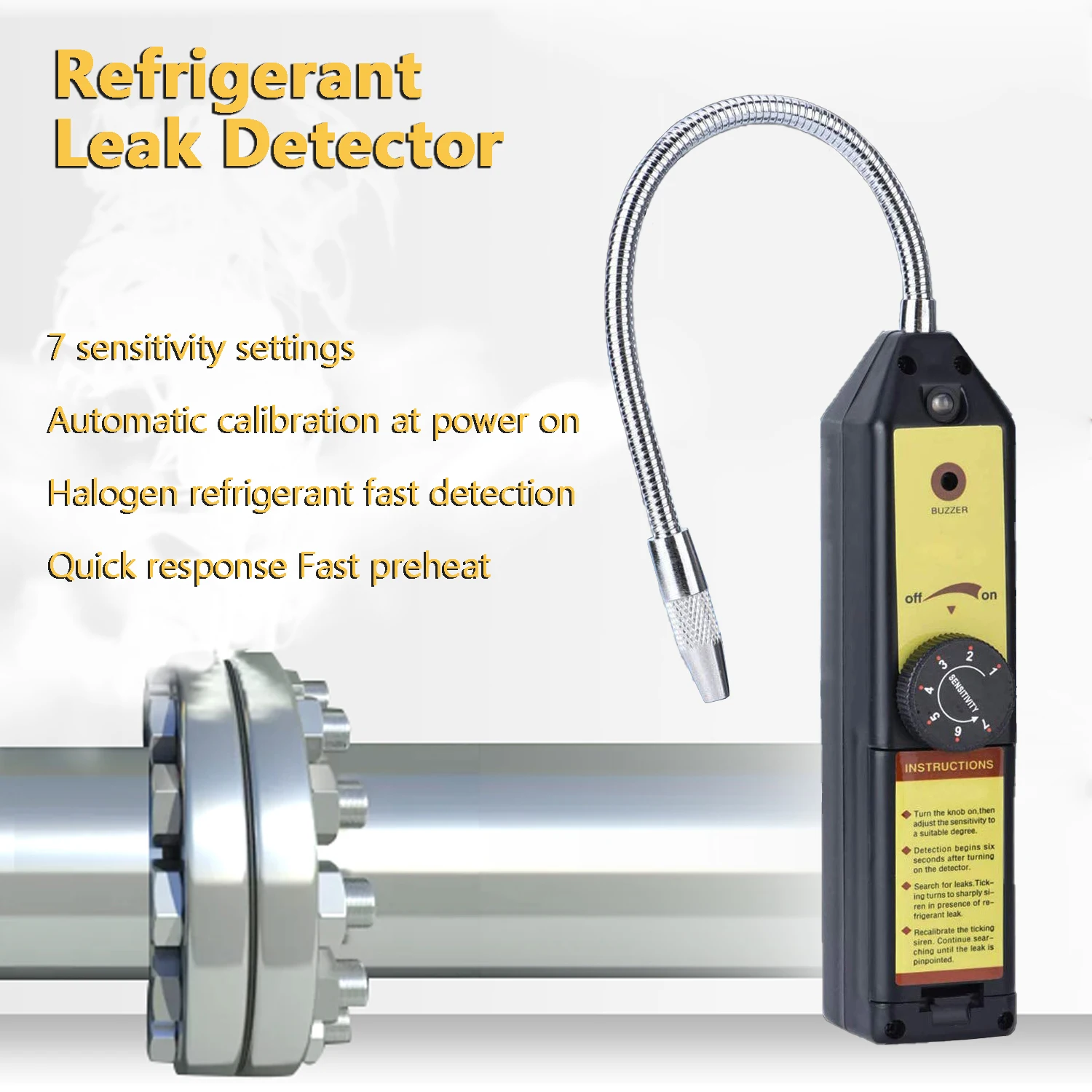 Refrigerant Freon Leak Detector Halogen Gas Air Monitor for HFCs CFCs CFCs Halogen R134a R410a R22a Air Condition HVAC