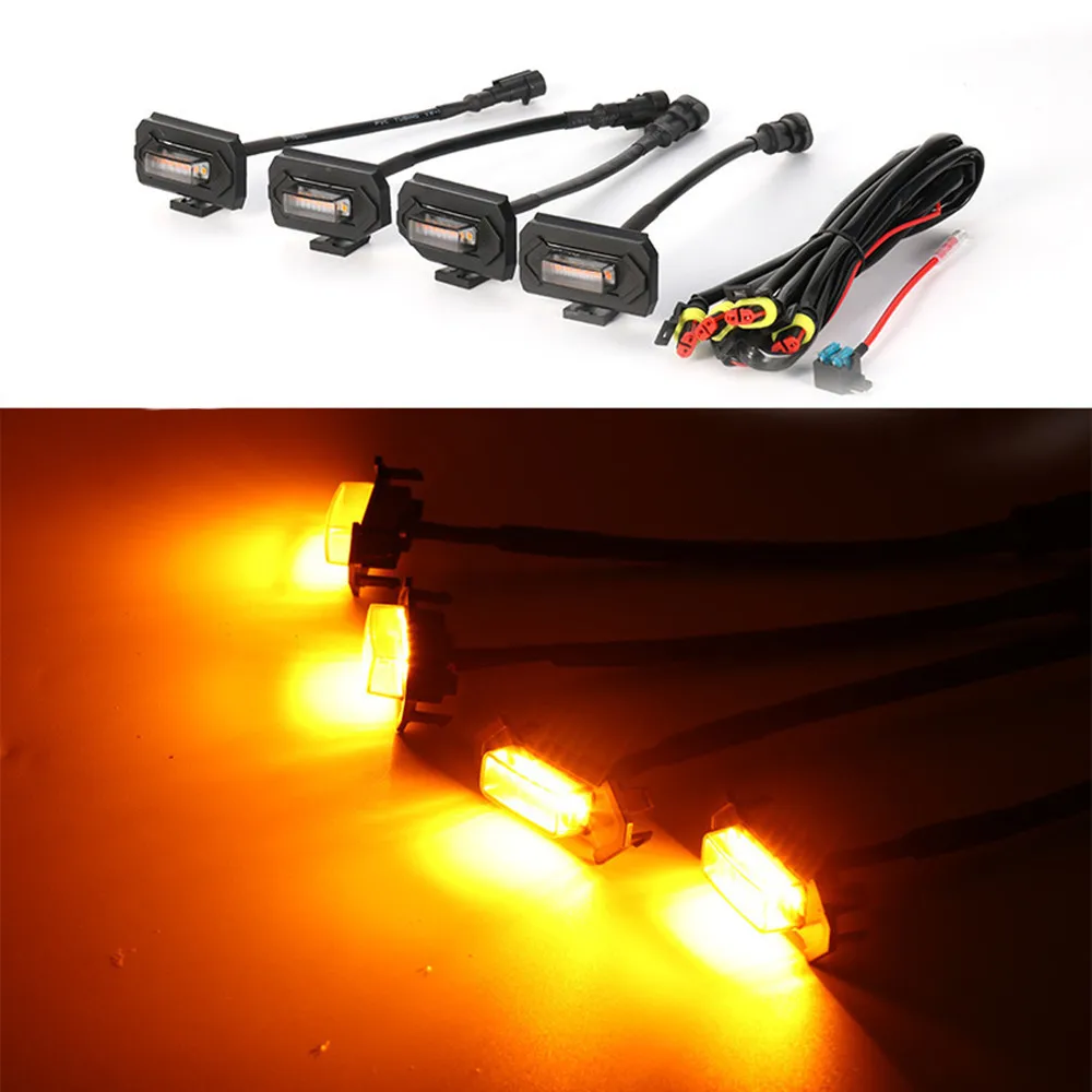 

4pcs Sport Pro Offroad Raptor Style LED Grille Lights Car Grill Small Yellow Light For Toyota 2020-2022 Lighting & Lamps