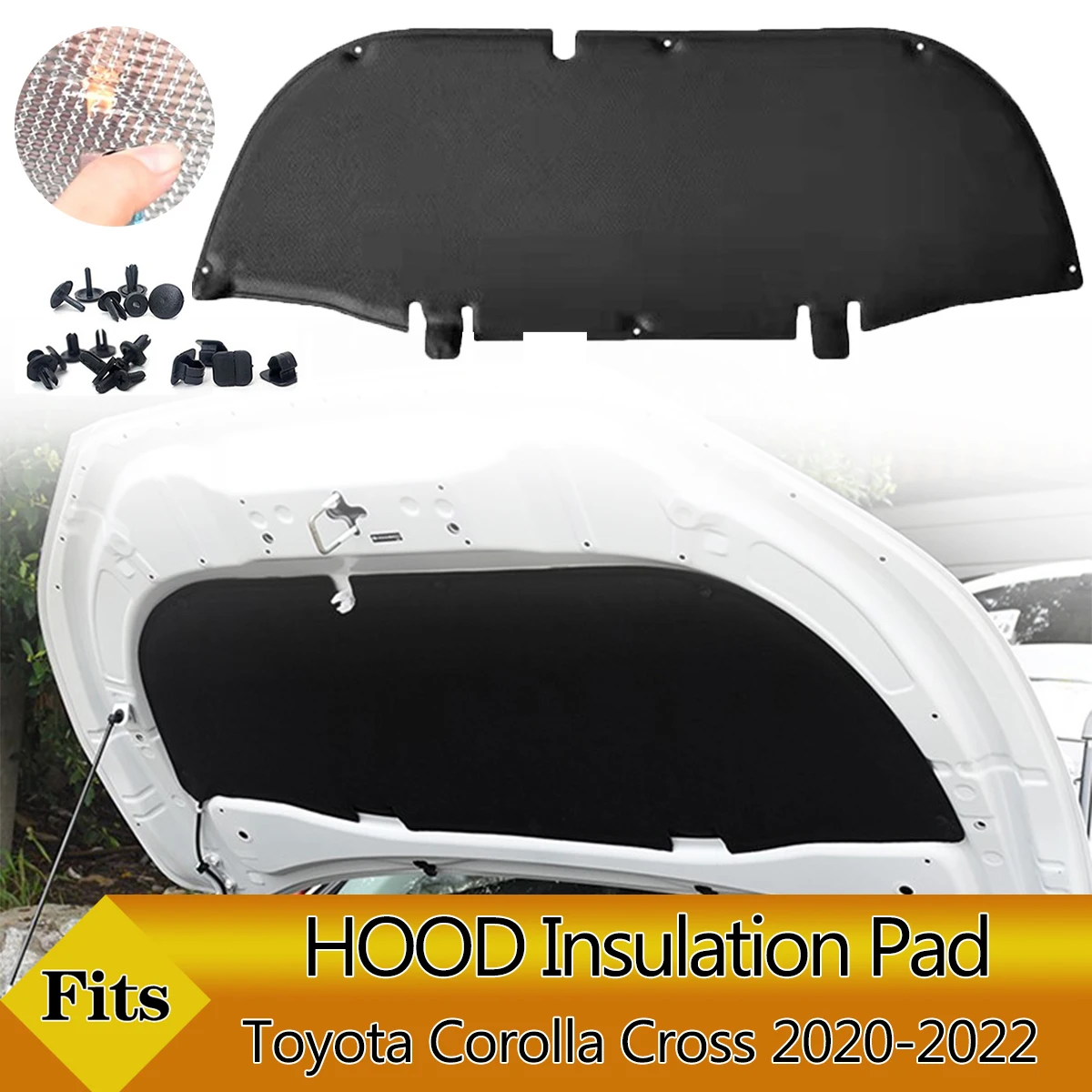 Front Engine Hood Insulation Pad Soundproof Mat Cover Foam Sound Heat