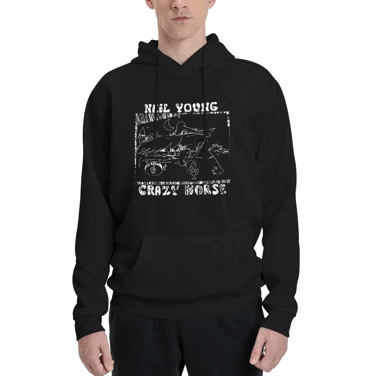 

Новинка, бархатный свитер с капюшоном для пар Нил Young Crazy Horse для маленьких пар, высококачественный домашний сексуальный веревочный пуловер с капюшоном