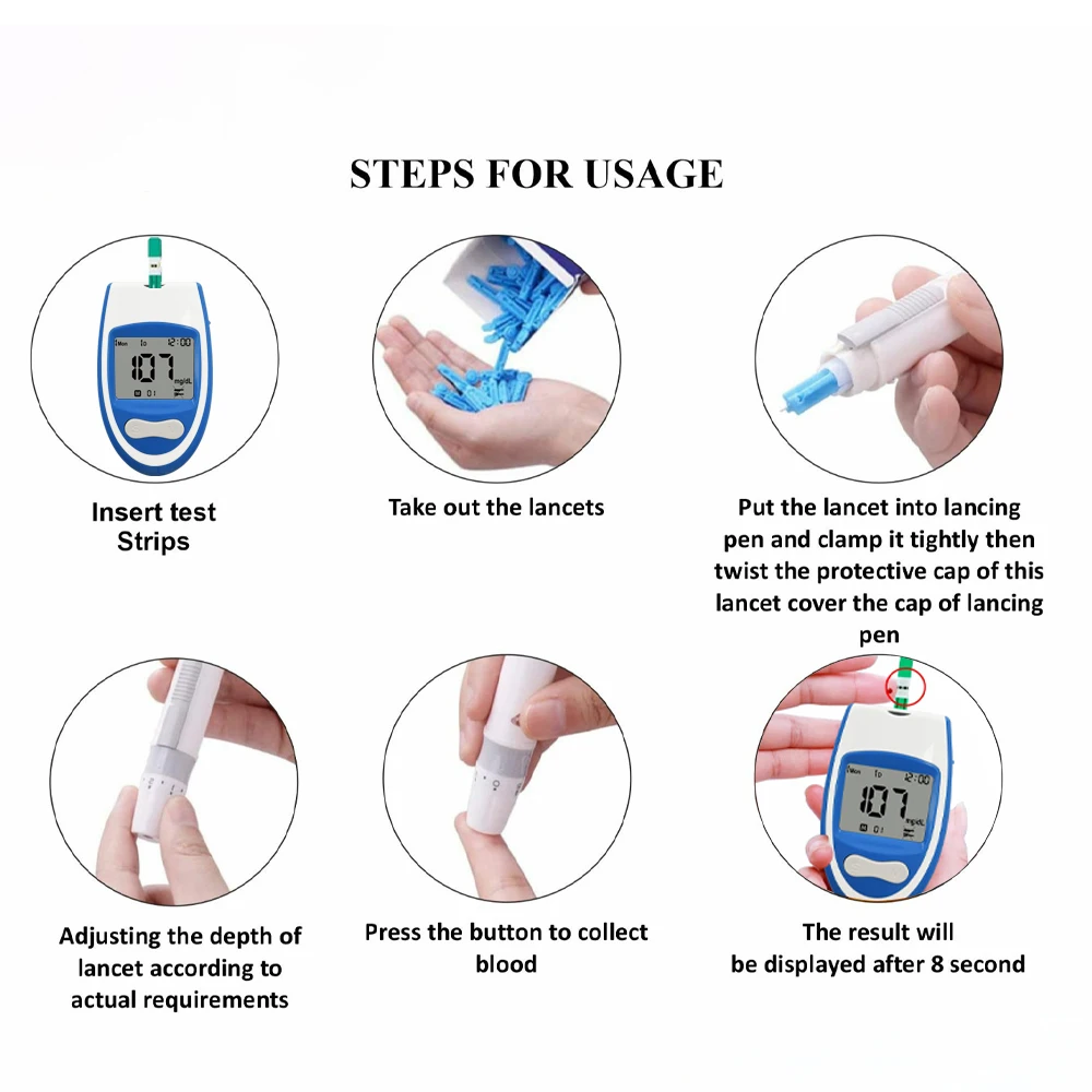 Blood glucose meter Kit Code 25/100 stuks Strips Met Lancetten Medische Bloedsuiker Mg/mmol portable Diabetes Test