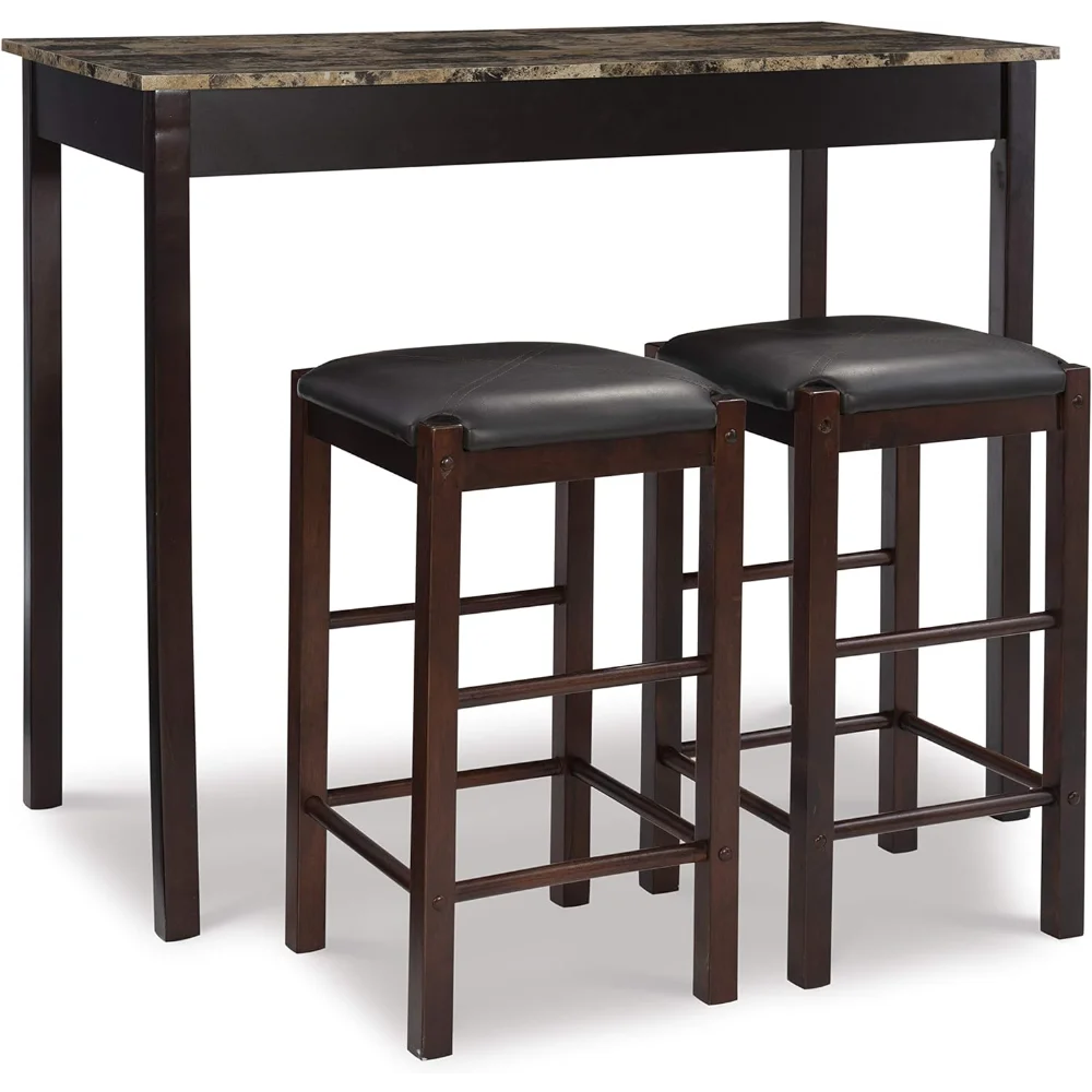 

Linon Brown 3-Piece Table Faux Marble Tavern Set, 42" w x 22.25" d x 36" h