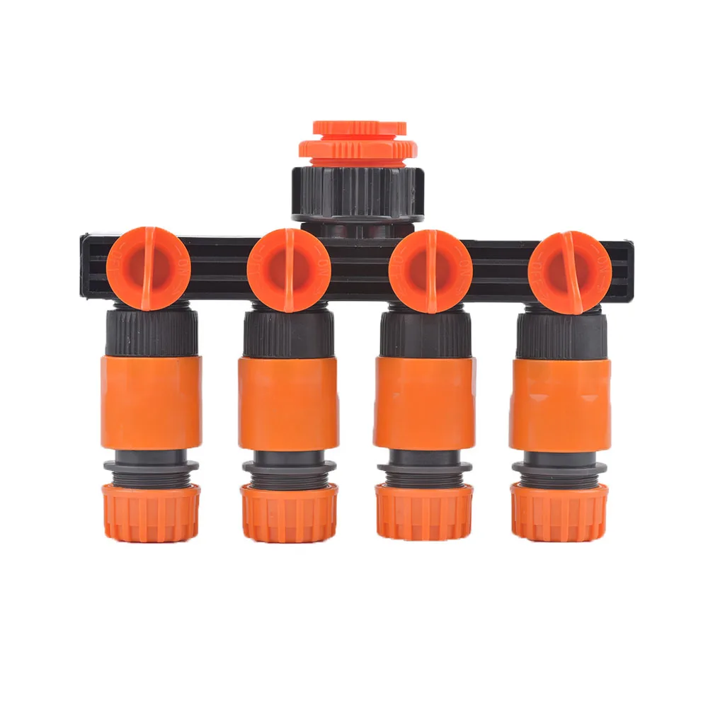 Description Picture 5 of item1"3/4"1/2" Inch Female Thread 4 Way Hose Splitters For Automatic Watering Water Pipe Linker Timer Garden Water Irrigation Tool