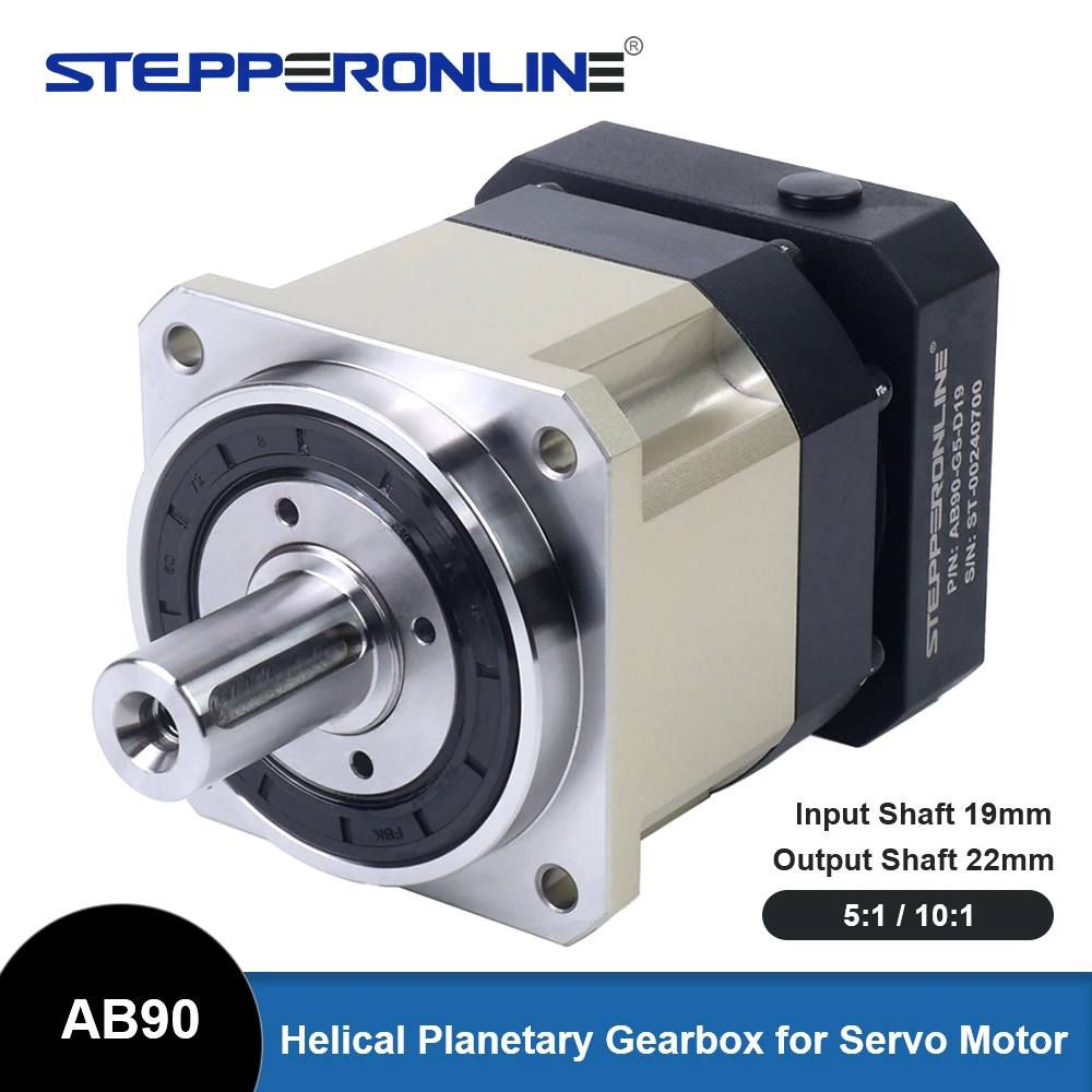 STEPPERONLINE Motor Gearbox Helical Planetary Reducer 90mm Backlash 5arcmin Gear Ratio 5:1/10:1 19mm Input for 80mm Servo Motor