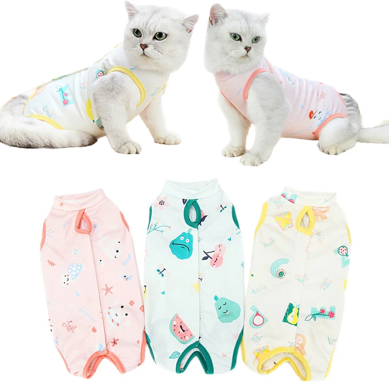 고양이 안티 핥는 살균 옷 작은 개를위한 애완 동물 수술 양복 고양이 이유 통기성 강아지 안티 스크래치 바디 스트랩 조끼