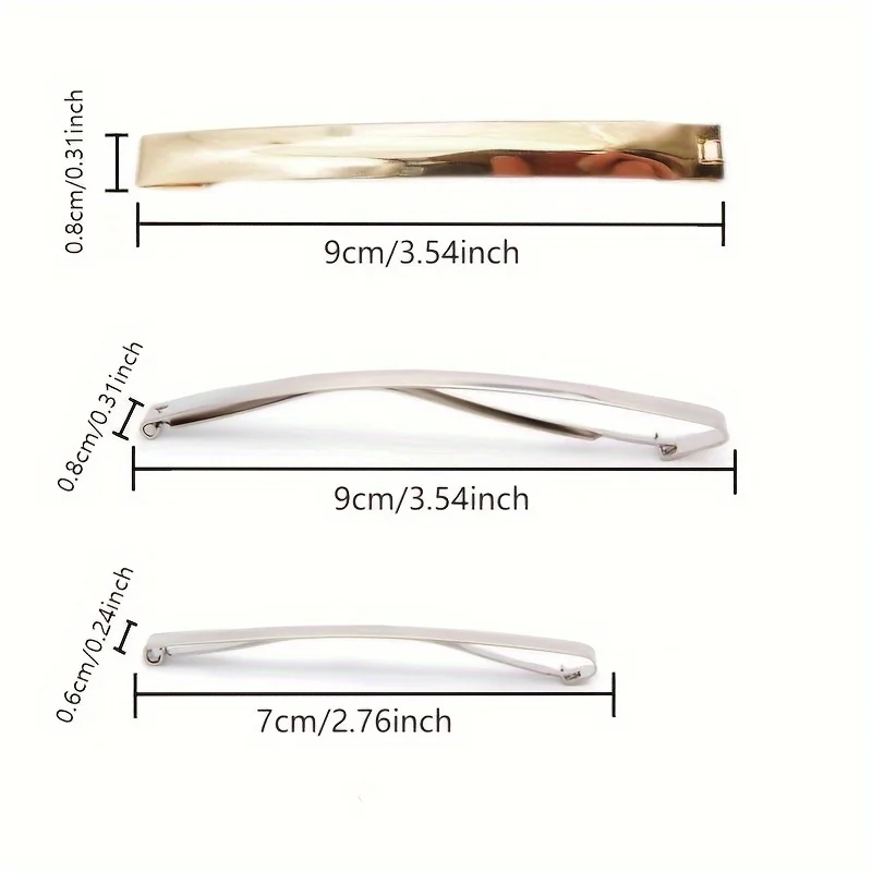 Vintage-Style Minimalist Metal Hair Clips Set - Pack of 8 Elegant Hair Accessories