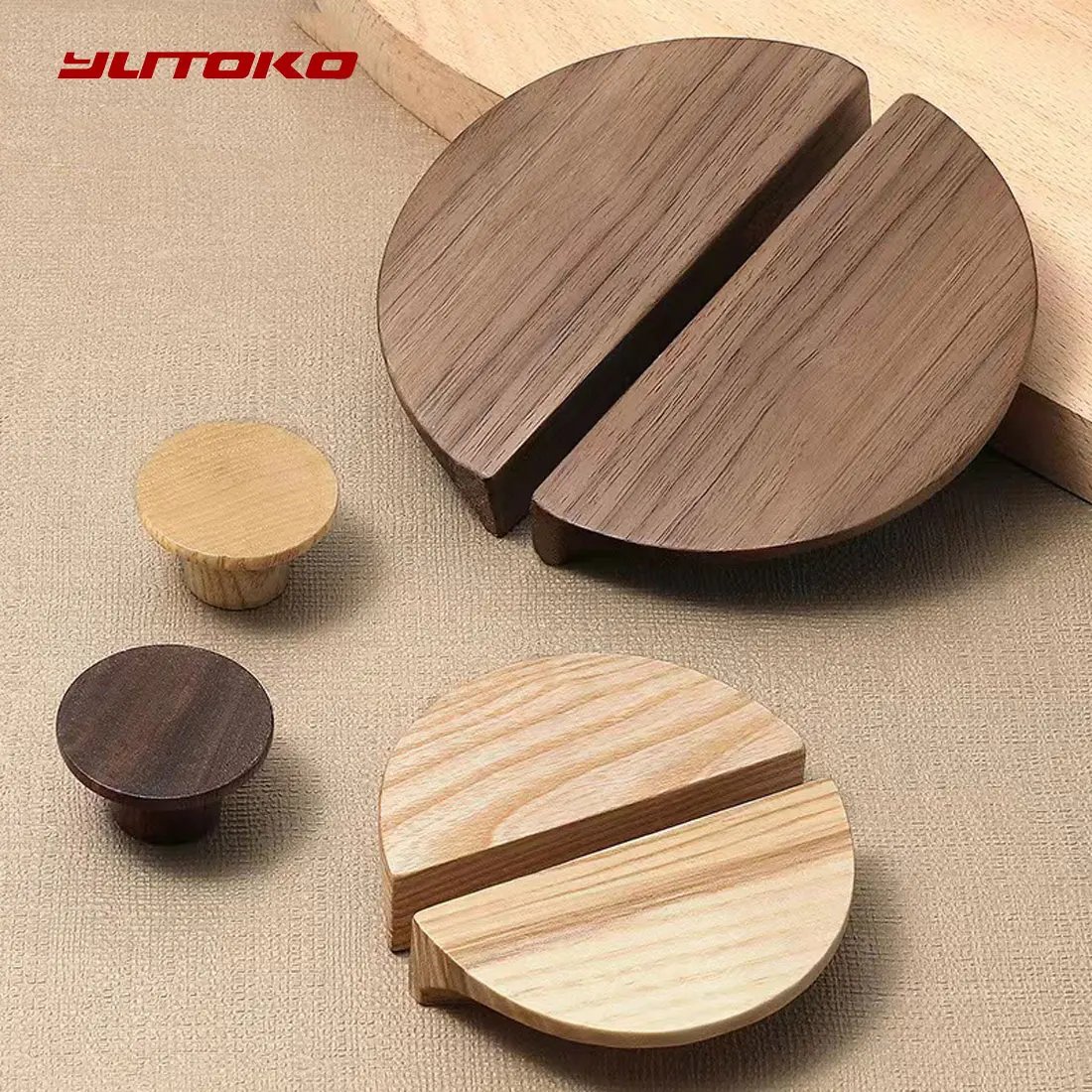 Wood Door Handle Nordic Semicircle Wooden Cabinet Handles Drawer Knobs Wardrobes Hardware Child Closet Furniture Knobs