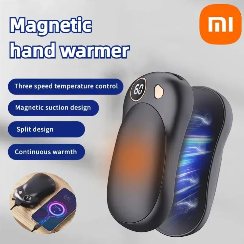 Portable Hand Warmer Xiaomi 2 in 1 Magnetic Double sided Fast Heating Temperature Digital Display Winter Hand Warmer