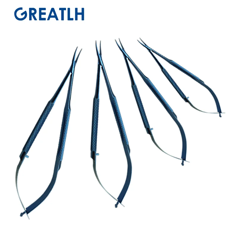 Titanium Alloy Dental Castroviejo Needle Holders Dental Materials Ophthalmic Surgical Instruments Straight Curved