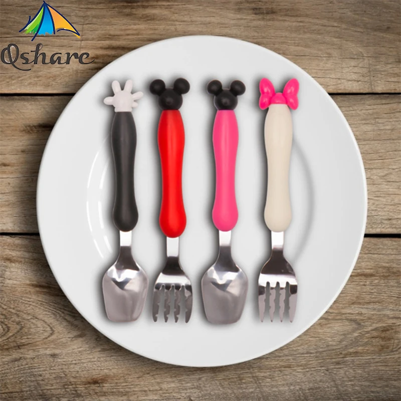 Baby Tableware Dessert Spoon Children Feeding Spoon Fork Baby Gadgets Feedkid Children's Cutlery Kids Stuff Qshare