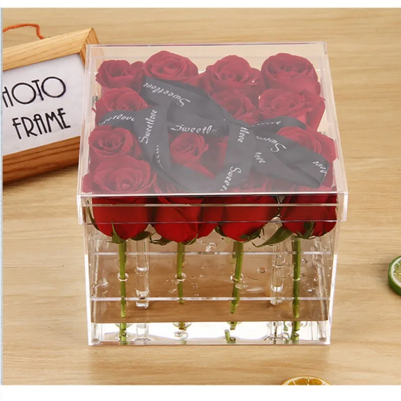 9/16/25 Hole Clear Acrylic Rose Flower Box - Valentine's Day Wedding ...