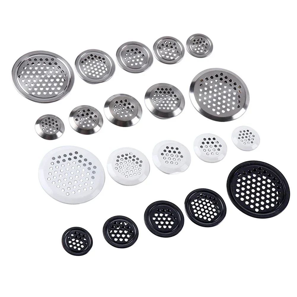 Round Cabinet Air Duct Vent 10pcs Dia.19mm-53mm Steel Louver Mesh Hole Plug Decoration Cover Wardrobe Grille Ventilation Systems air vent grille ventilation grille air vent cover ducting ventilation cover