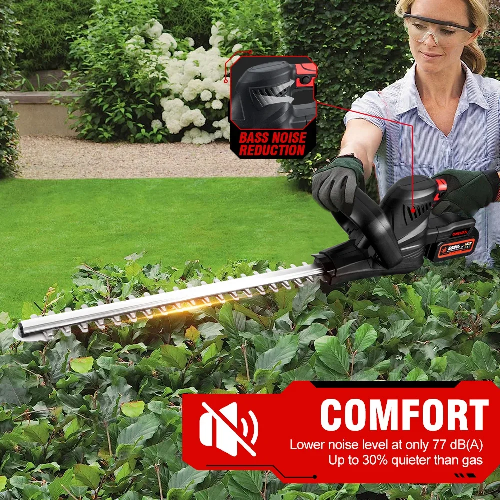 ONEVAN 2000W Brushless Cordless Hedge Trimmer Garden Trimmer Pruning Saw Lawn Mower Garden Pruning Tool For makita 18v battery 5