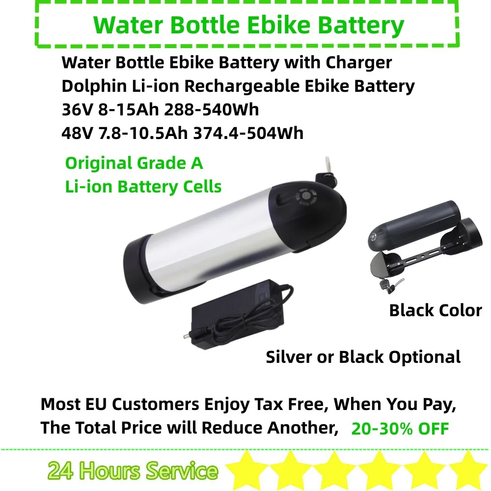 

Free Shipping Dolphin Water Bottle Ebike Battery 36V 8.8Ah 10Ah 10.4Ah 11.6Ah 12.8Ah 14Ah Sondors Ebike Battery 250w 350w 500w