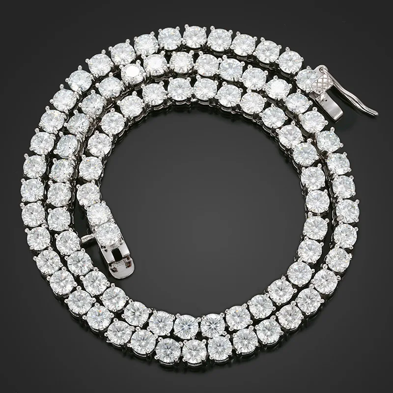 [Tennis Chain] Premium Unisex Moissanite Tennis Necklace for Men Original 925 Sterling Silver Hip Hop Tennis Bracelets for Women 2