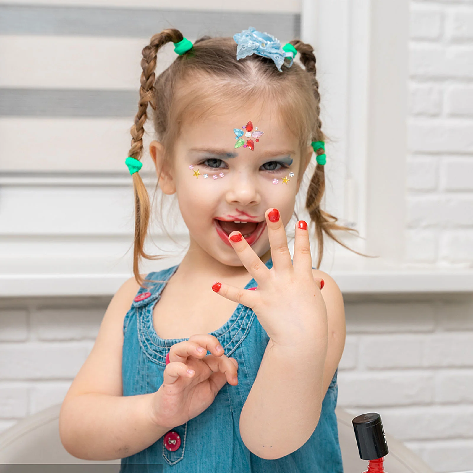 

6 Sheets Acrylic Sticker Kids Tattoo Tattoos Children Glitter Makeup Stickers The Face