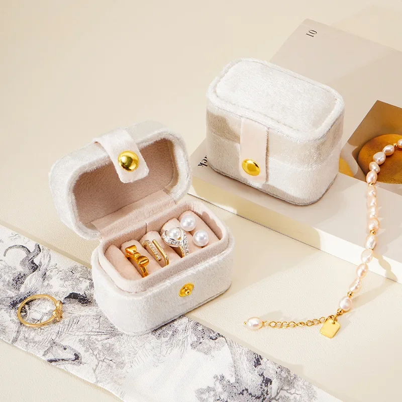 Creative Birthday Gift Flannel Mini Ring Box, Travel Portable Trinket Box, Ring Earring Storage Box