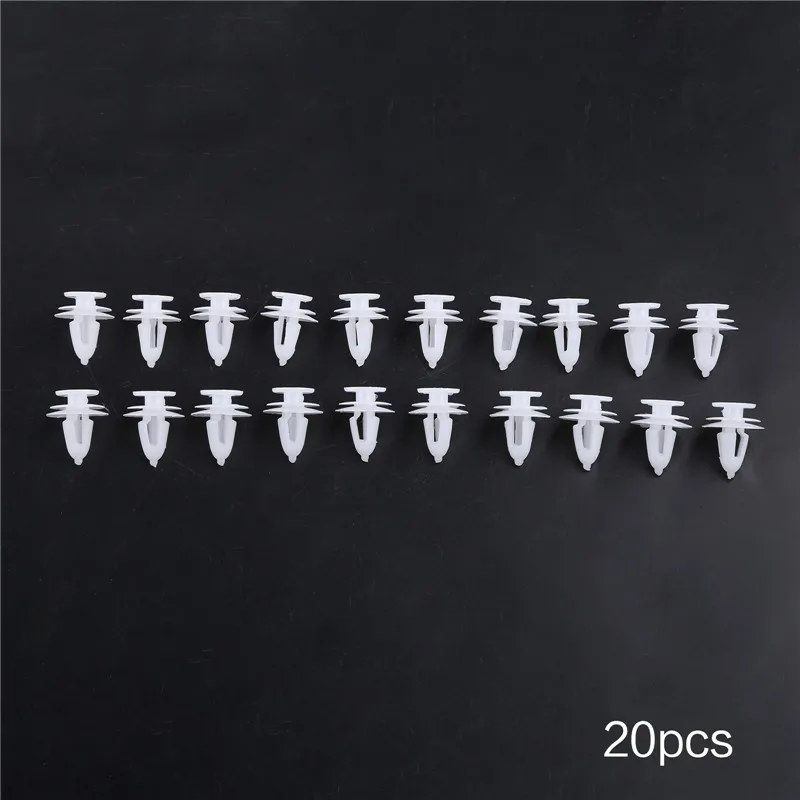 20pcs/set White Plastic Rivets Retainer Push Clips 9mm Hole For Jeep