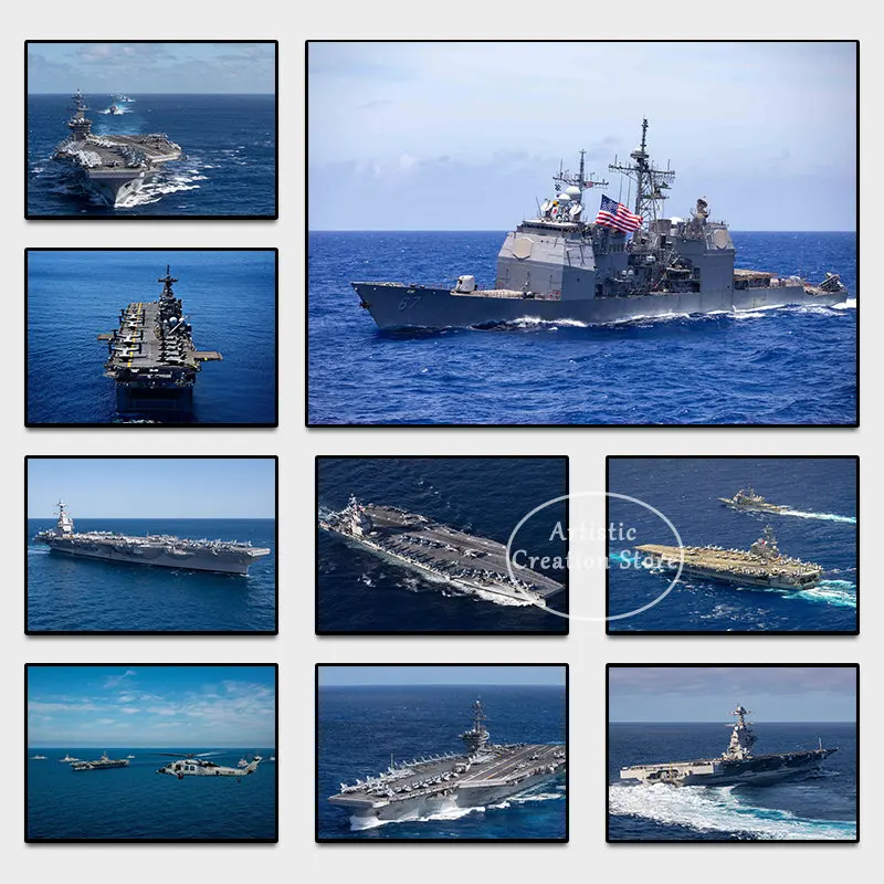 Us Navy Destroyer Aircraft Carrier Poster Print Canvas Painting Wall Art Pictures Home Art Living Room Office Room Decoration