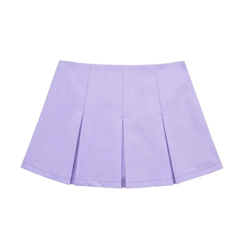 2025 New High Waisted Pleated Skirt Women Fashion Streetwear Side Zipper Mini Skirts Woman Casual All-Match Basic A-Line Skirts 5