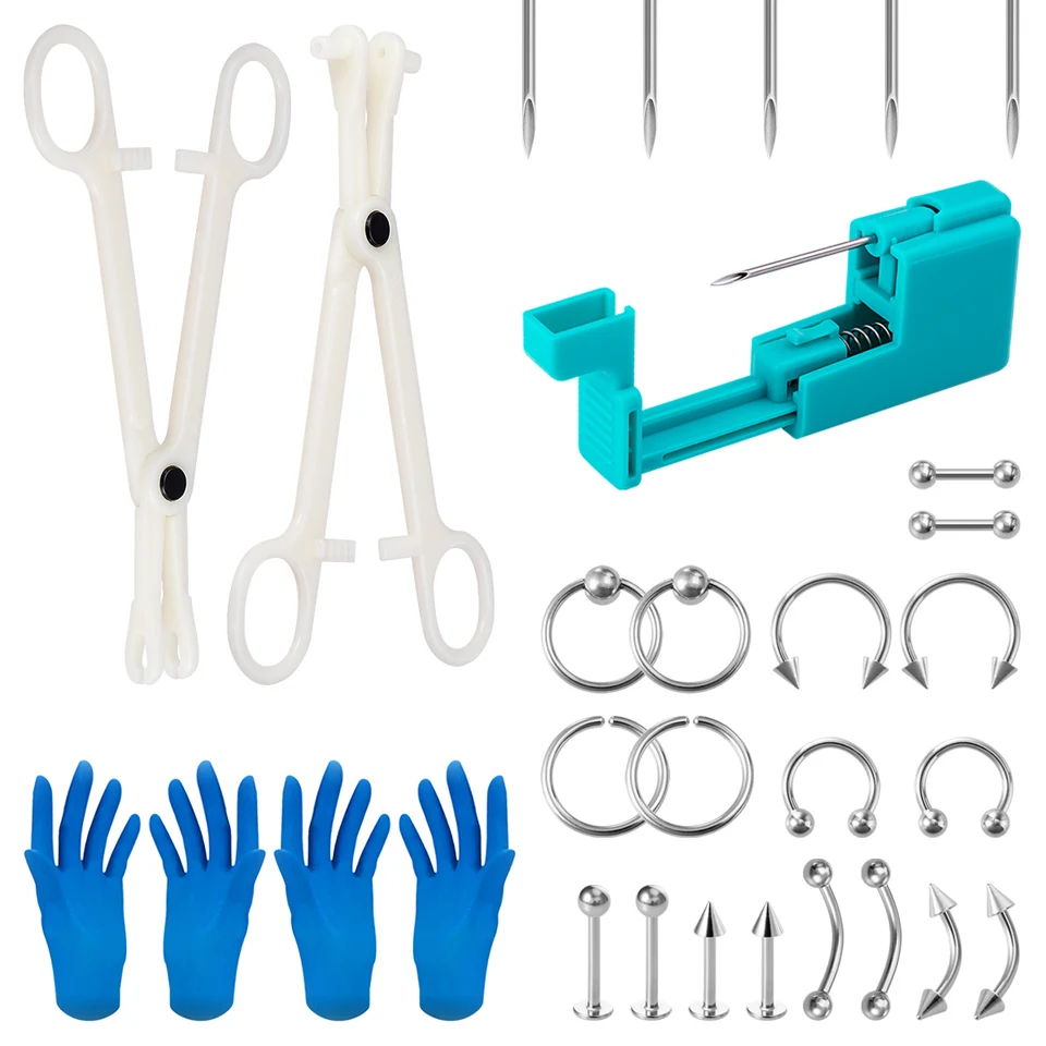 AVYRING 6 Pezzi Kit Piercing All'Ombelico Pistola Per Piercing All'Ombelico Kit Piercing All