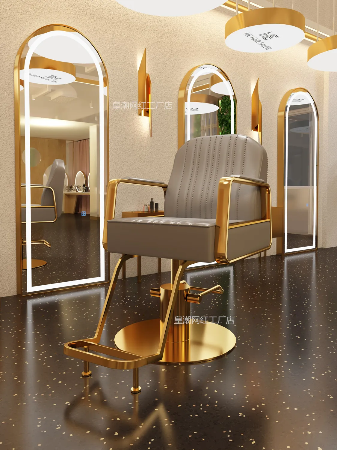 Description Picture 3 of itemRecliner Barber Chairs Hairdressing Vanity Ergonomic Chair Luxury Makeup Stylist Silla De Barberia Beauty Salon Furnitures