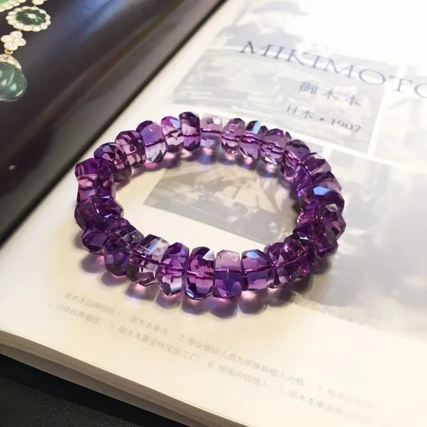 

Natural Lavender Amethyst Quartz Faceted Beads Bracelet 12mm Purple Amethyst Cut Beads Women Men Jewelry AAAAA