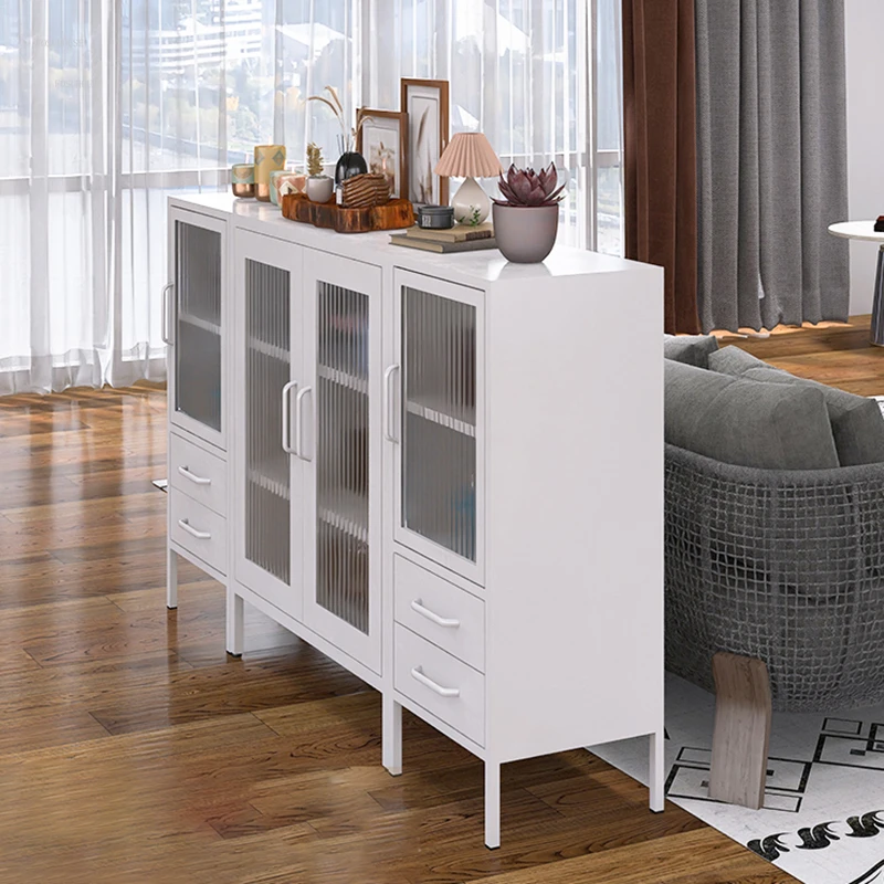 Modern Wrought Iron Sideboard Wine Tea Cabinet Simple Living Room Storage Cabinet Kitchen Storage Tableware Home Display