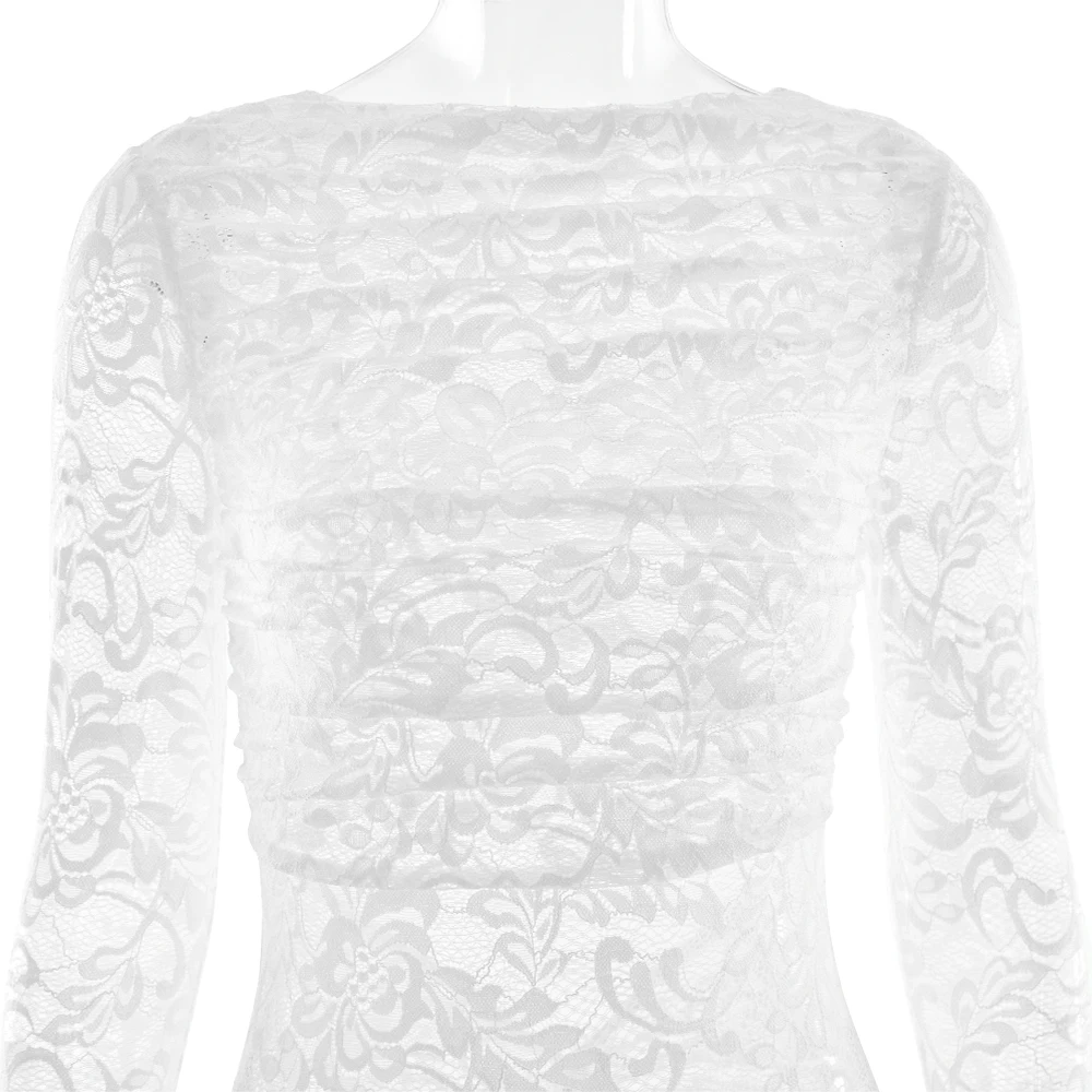 Sexy Lace Patchwork Backless Bodycon Party Club Evening Dress Women Elegant Autumn/Winter Long Sleeved Slim Vestido 2025