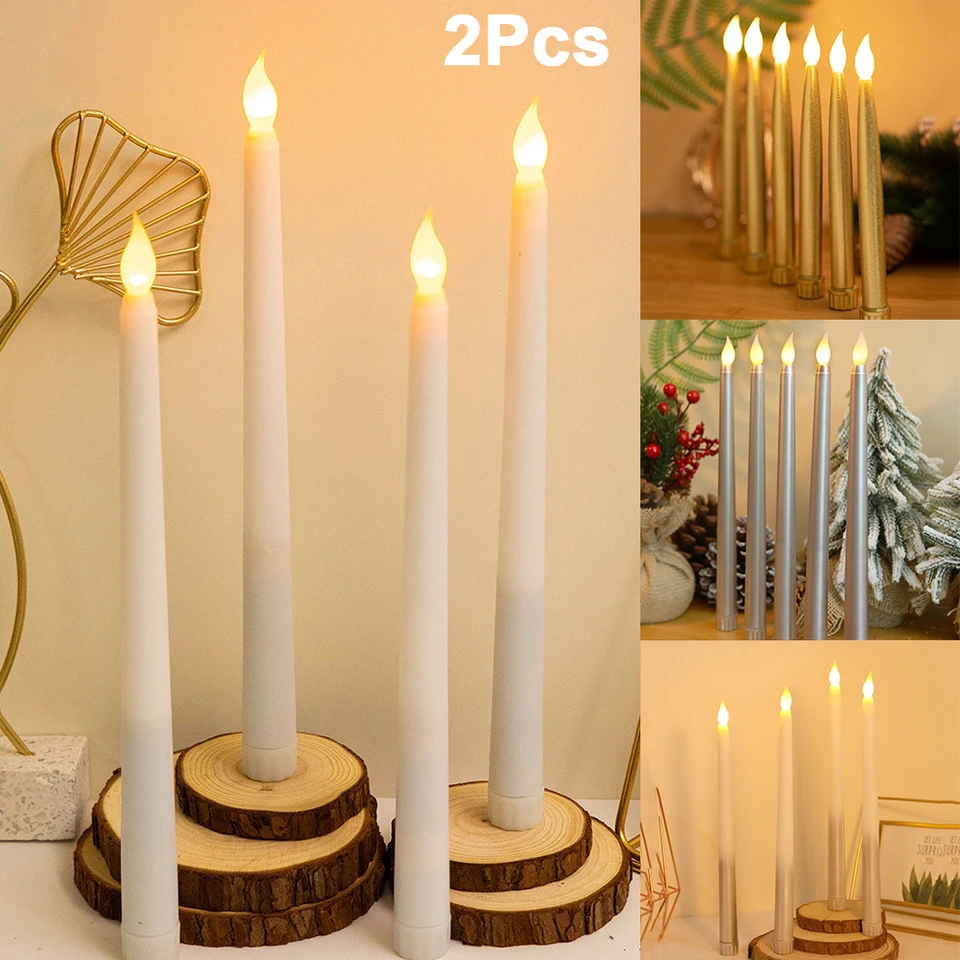 Candele LED Coniche Bianche Senza Fiamma, Telecomando, Timer E Effetto