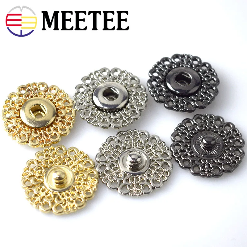 20Pcs Meetee 15/18/20/23/25mm Hollow Metal Buttons Round Coat