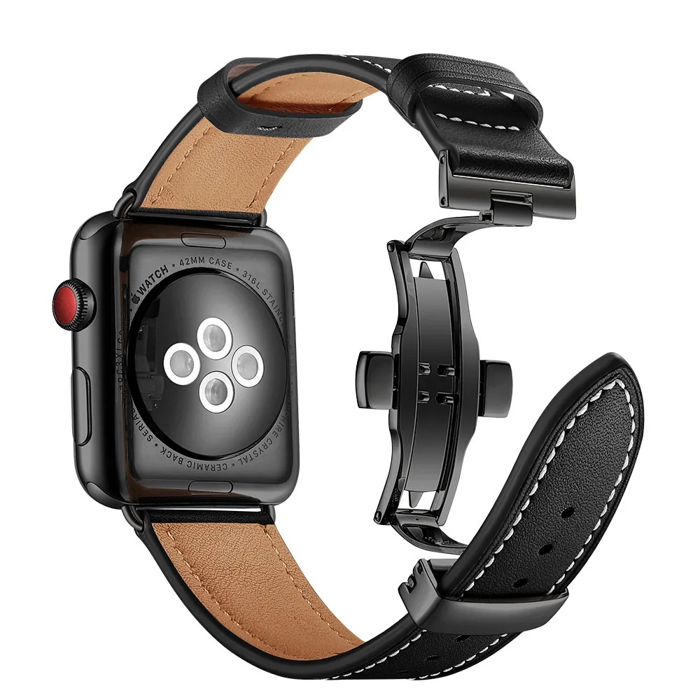 Leather strap for Apple watch Ultra 8 7 6 5 4 SE 49mm 45mm 41mm 44mm 40mm Metal buckle bracelet strap for iwatch3 42mm 38mm band