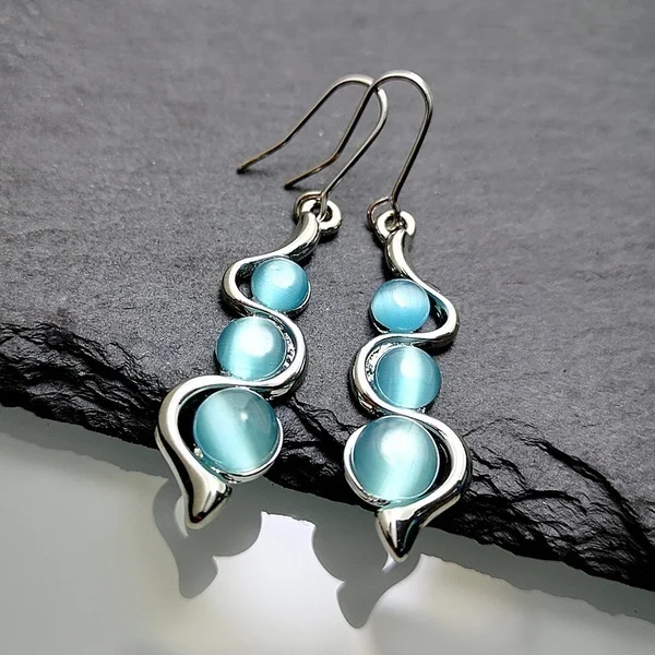 Trendy Women Earrings 4 Colors Delicate Gold Color Inlay Natural Stone Hook Dangle Earrings for Women Wedding Engagement Jewelry M1055