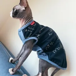 Sphynx Clothes for Cat Hairless cat stretch Cotton Jacket Plaid Coat For Pet Devon Rex Soft Fashion T-Shirt for  Spring Outwear