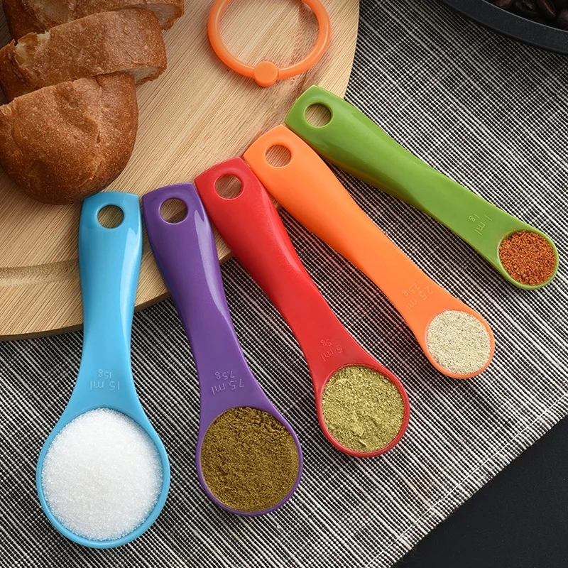 

5Pcs Colorful Measuring Spoon Set Stackable Baking Cake Measure Scoop Teaspoon For Liquid Coffee Sugar Kitchen Cooking Tools