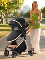 Poussette Compacte 3-en-1 pour Bébé, Système de Voyage avec Pliage Gain de Place à Une Main, Châssis Léger, Tissu Respirant, Capote Surdimensionnée, Rembourrage Doux pour Nouveau-né, Roues à Absorption des Chocs pour Voyages Urbains et Utilisation en Extérieur – Nouveauté 2026 – Articles Bébé Tendance 8