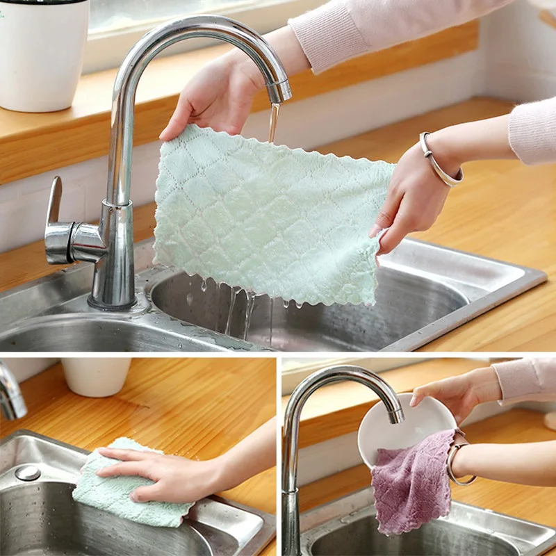 MELTSETM 8PCS Microfiber Towel Absorbent Kitchen Cleaning Cloths