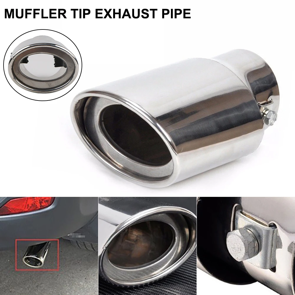 

Car Exhaust Tip Muffler Straight Universal Stainless Steel Exhaust Muffler Tail Pipe Silencer Diameter 5.3-3.8 Cm Silencer