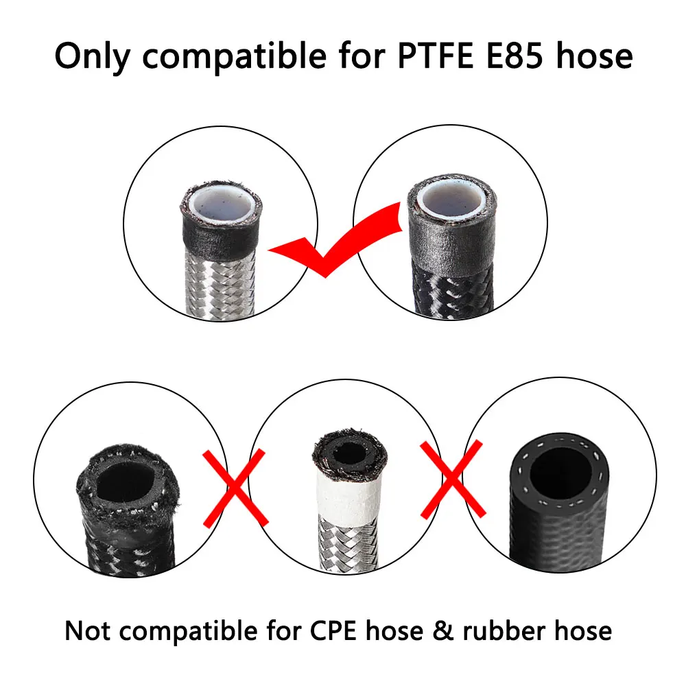 PTFE Hose End Fitting AN4 AN6 AN8 AN10 AN12 Straight 0 45 90 180 Degree For PTFE E85 Oil Fuel Line Kit Swivel Hose Adapter