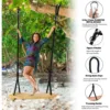 Wooden Swing Seat Hanging Tree Swing Outdoor Wood Swing Set Accessories with Height Adjustable Nylon Hanging Rope 2