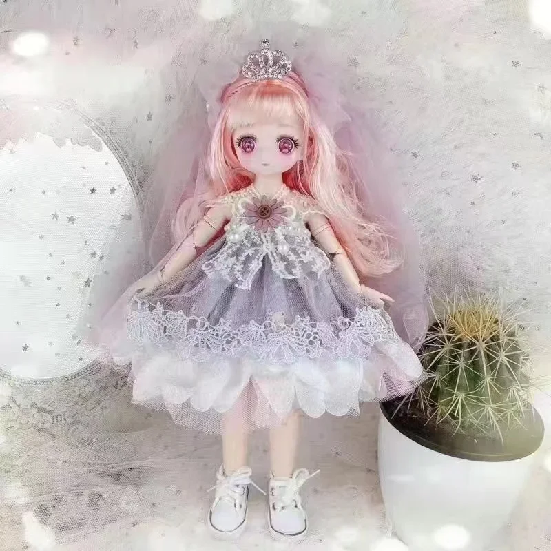 30cm Kawaii BJD Doll Girl 6 Points Joint Movable Doll with Fashion Clothes Soft Hair Dress Up Girl Toys Birthday Gift Doll New - 5