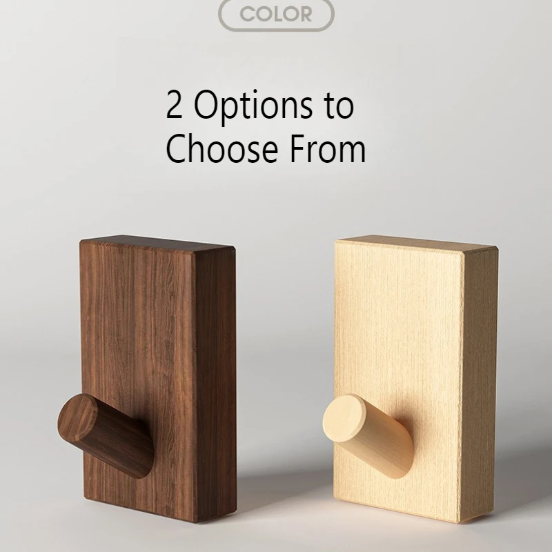 Nordic Solid Wood Hooks - Beech/Walnut Wall Hangers, No-Drill Door Mount Coat Hooks for Multi-Functional Home Organization