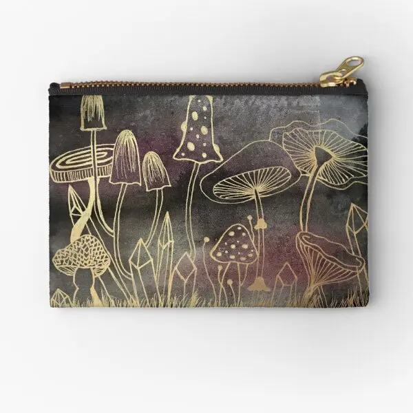 

Gold Shroom Field Zipper Pouches Bag Men Storage Panties Packaging Pure Money Underwear Coin Pocket Cosmetic Socks Women Key