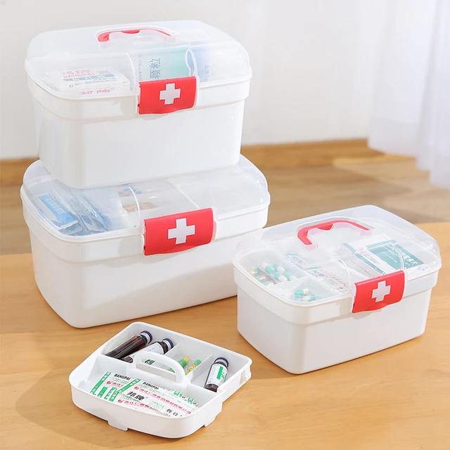 Boîte d'urgence familiale multifonctionnelle en plastique, trousse