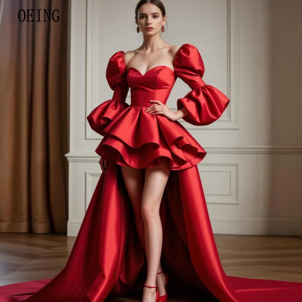 

OEING Gorgeous High And Low Evening Gala Gowns Sweetheart Satin Formal Occasion Party Dress Asymmetrical Vestidos De Fiesta
